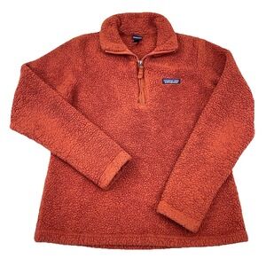 Patagonia Sweater Women Small Orange Pullover Jacket Deep Pile Sherpa Better *